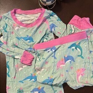 Little Sleepies Dolphin Pajama Set - Blue and Pink